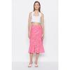 Pink Midi Knitted Skirt With Flounce Animal Pattern Skirt Twoaw20et0241
