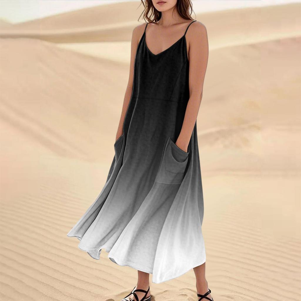 Женское летнее платье, повседневные свободные длинные пляжные платья для отдыха