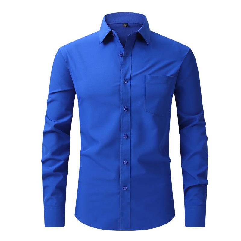 Мужская рубашка в стиле business casual с длинным рукавом, четырехсторонней эластичностью и немнущейся тканью