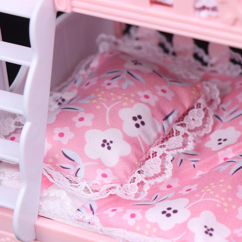 Creative Doll Double Bed Sheet Pillow Bunk Bed Toy Play House Accessories