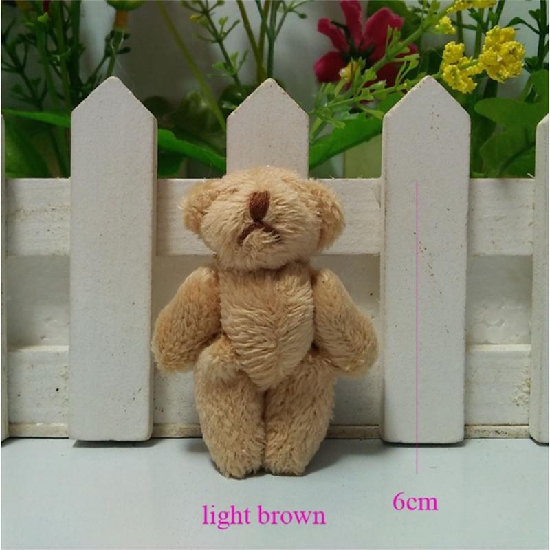 6Cm Plush Bear Toys Pendant Long Hair Joint Animal Hands and Feet Active DIY Handmade Jewelry Materials for Christmas