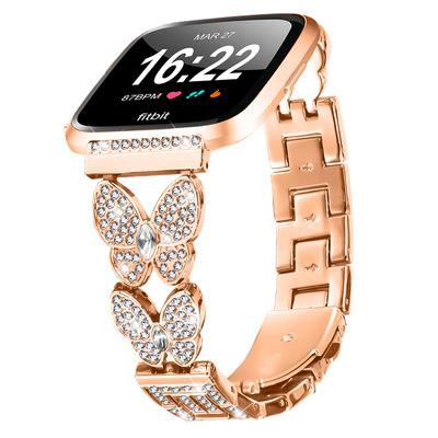 Для Fitbit Versa/Versa 2 Ремешок для часов Металлический ремешок из сплава с украшением из страз-бабочек