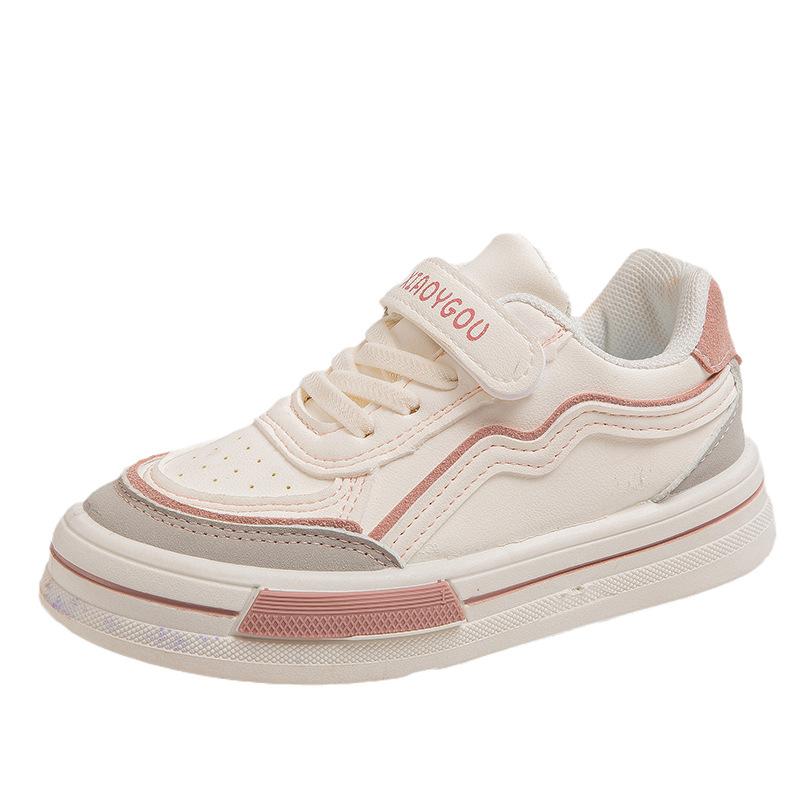 Spring and Autumn Children's Leather White Shoes New Elementary School Sports Board Shoes Boys and Girls Soft Sole Students