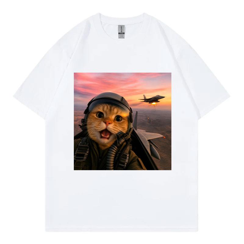 Funny Flying Cat Meme Graphic T Shirts Unisex Unisex Clothing Kawai Fashion Tshirt Summer Casual 100cotton Short Sleeve Tshirts