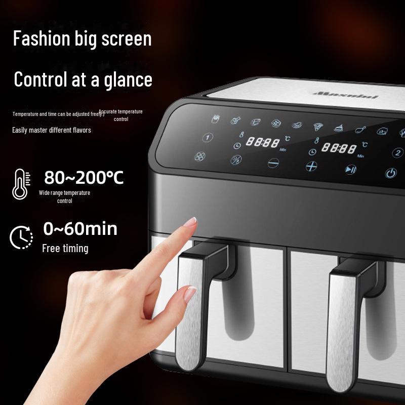 Аэрофритюрница из нержавеющей стали с двумя отделениями объемом 8 л – электрическая многофункциональная фритюрница с двумя горшками для домашнего использования