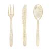 75pcs Gold Plastic Silverware- Disposable Gold Glitter Plastic Cutlery- Plastic Flatware Includes 25 Forks, 25 Spoons, 25 Knives
