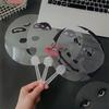 Transparent Funny Expression Round Fan with Long Handle Waterproof PVC Portable Lightweight Outdoor Travel Summer Handheld Fan Photo Props