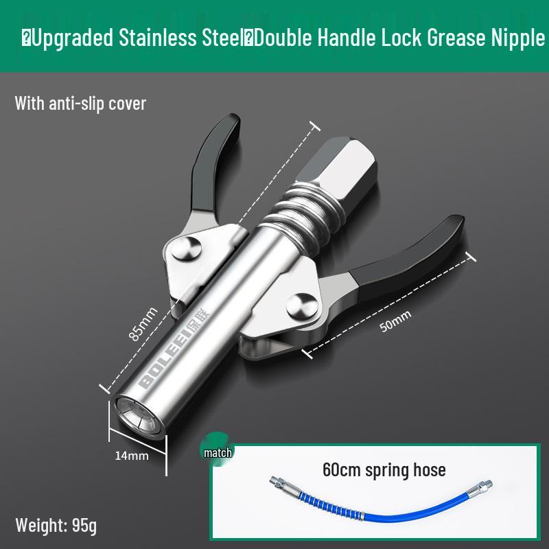 High-Pressure Self-Locking Grease Gun Nozzle - Electric, Pneumatic, Manual Compatible