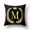 45x45cm Black Gold Letter Crown Polyester Cushion Cover Sofa Home Decor Pillowcase Decorative Cushion