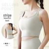 Женский рубчатый спортивный топ-бра с полосками и спинкой-борцовкой - Европейский и американский стиль, ударопрочный для йоги и бега