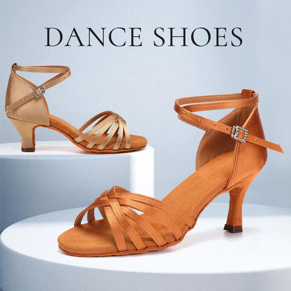 Latin Dance Shoes Women's Satin Standard Salsa Heeled 3 Inchs