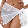 Women Mesh Yarn Cover-up Skirt Thin See-through Sunscreen Swimsuit Cover-up Beach Bikini