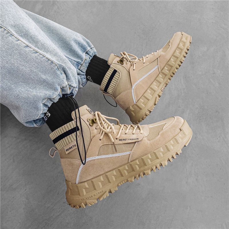 Мужские ботинки Ins, рабочие повседневные носки, универсальные мужские туфли с высоким берцем, мужская спортивная обувь на толстой нескользящей подошве