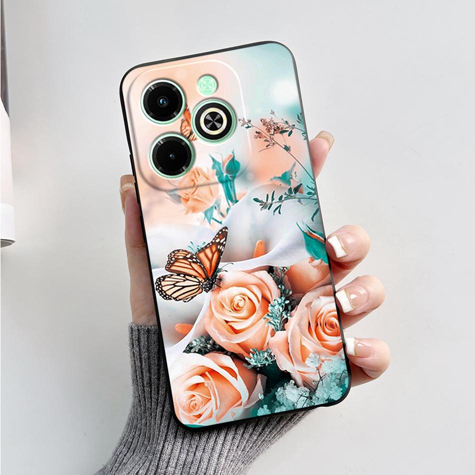 Чехол для Infinix Hot 40i Hot40i Модный Мраморный Черный Силиконовый Мягкий Чехол для Телефона Для Infinix Hot 40i 40 i X6528B Задняя Крышка Fundas
