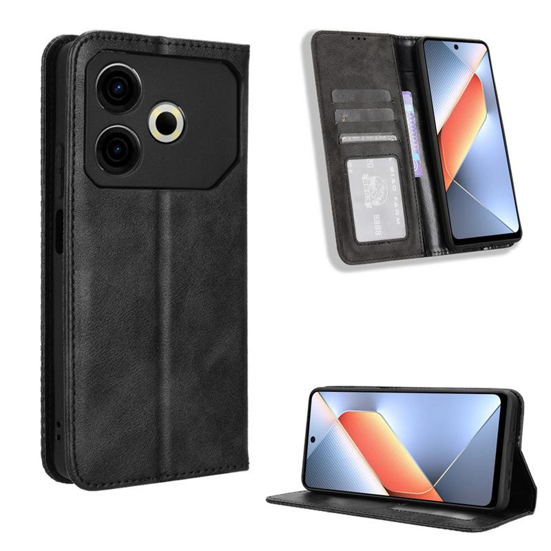 Флип-чехол для Tecno Pova 6 Neo 4G кожаный чехол [Flip Vintage Leather] кошелек ударопрочный прочный ретро-чехол для телефона