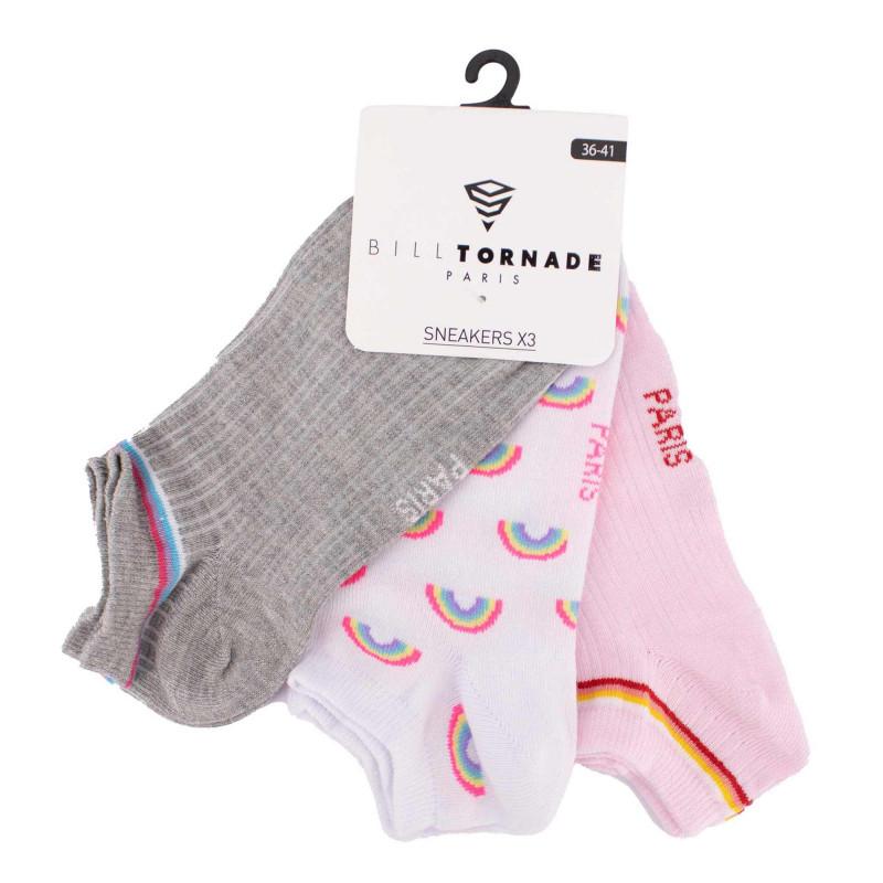 Pack of 3 Pairs of Sneaker Socks T36-41 Fan 11088 Woman BILL TORNADE