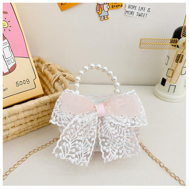 Flower Cartoon Bow Girl Decoration Children Shoulder Bag With Lace Design