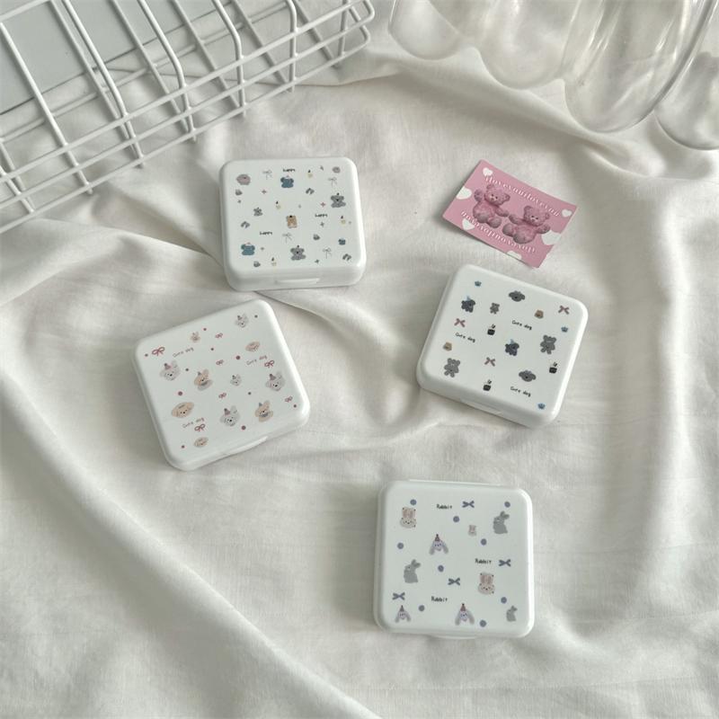 Милые Портативные Мультяшные Контактные Линзы с Зеркалом, Контейнер для Цветных Линз, Бокс для Вечеринки, Путешествий, Набор