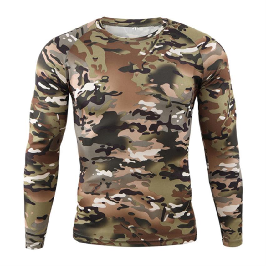 Spring and Autumn Outdoor Python Print 3D Jungle Camouflage Training Clothing Crewneck T Shirt Men's Loose Long Sleeves