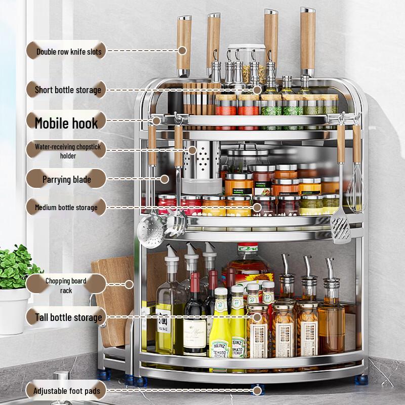3-Tier Stainless Steel Kitchen Corner Shelf
