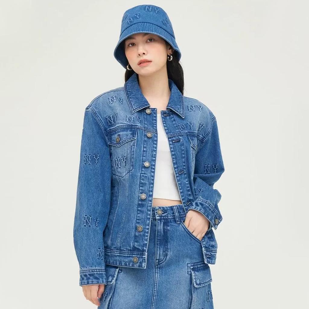New MLB New York Yankees MONOGRAM Monogram Collection 24FW Denim Jacket Unisex Indigo 3ADKM0444-50INS