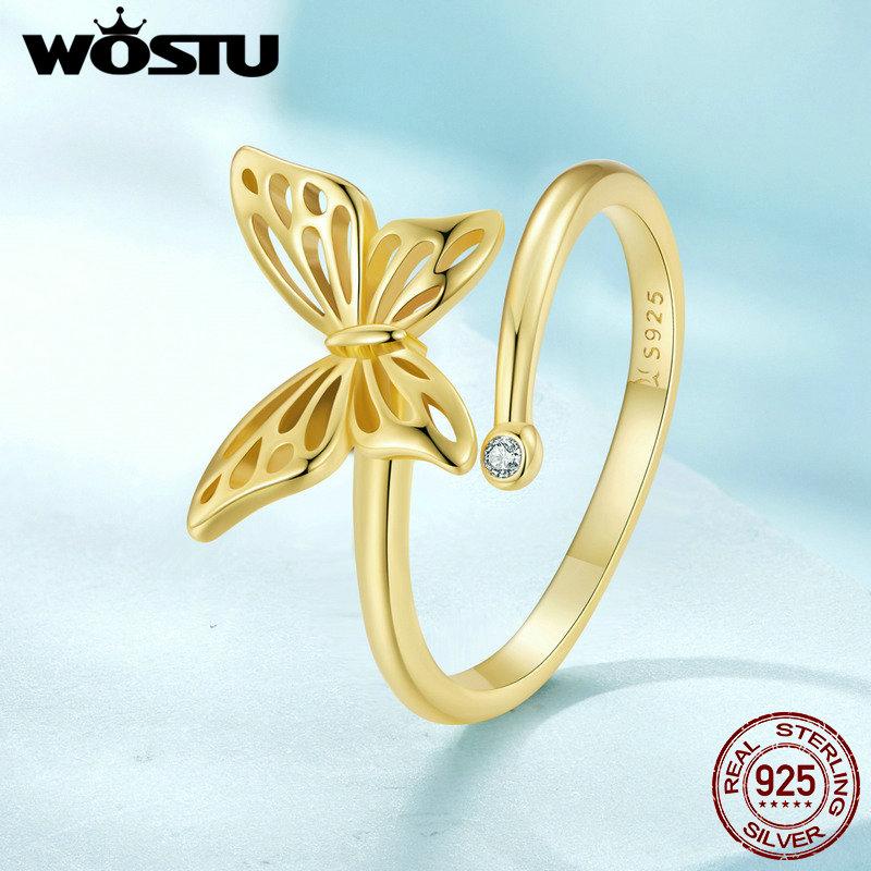 WOSTU Ажурные кольца на палец бабочки из стерлингового серебра 925 пробы для женщин, кольцо для вечеринки Grilfriend