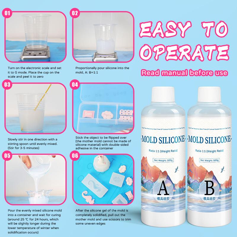 Сделай сам силиконовая форма Making AB 1:1 Жидкая Резина Silicona Liquida Para Mold Быстроотверждающийся Силиконовый Набор для Изготовления Форм Отвержденный 200г 500г