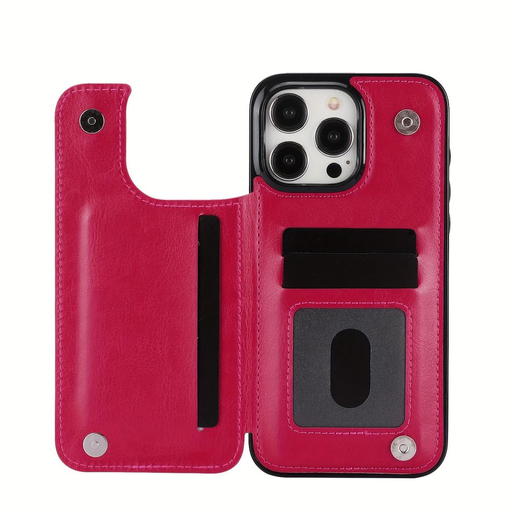 Чехол для телефона-кошелька с держателем для карт, чехол с подставкой для карт из искусственной кожи, двойной магнитной застежкой и прочным противоударным чехлом, для IPhone