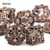 7 Pcs Copper Metal Dice Hollow Metal Polyhedral Dice Set Suitable for Role-Playing RPG    Board Game Card Game