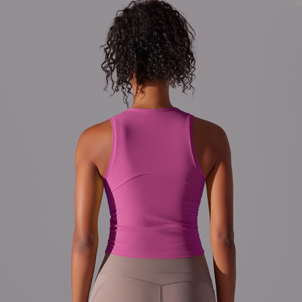 Двусторонний нейлоновый однотонный плотный жилет с круглым вырезом для занятий спортом, бега, фитнеса, йоги, длинный топ для женщин