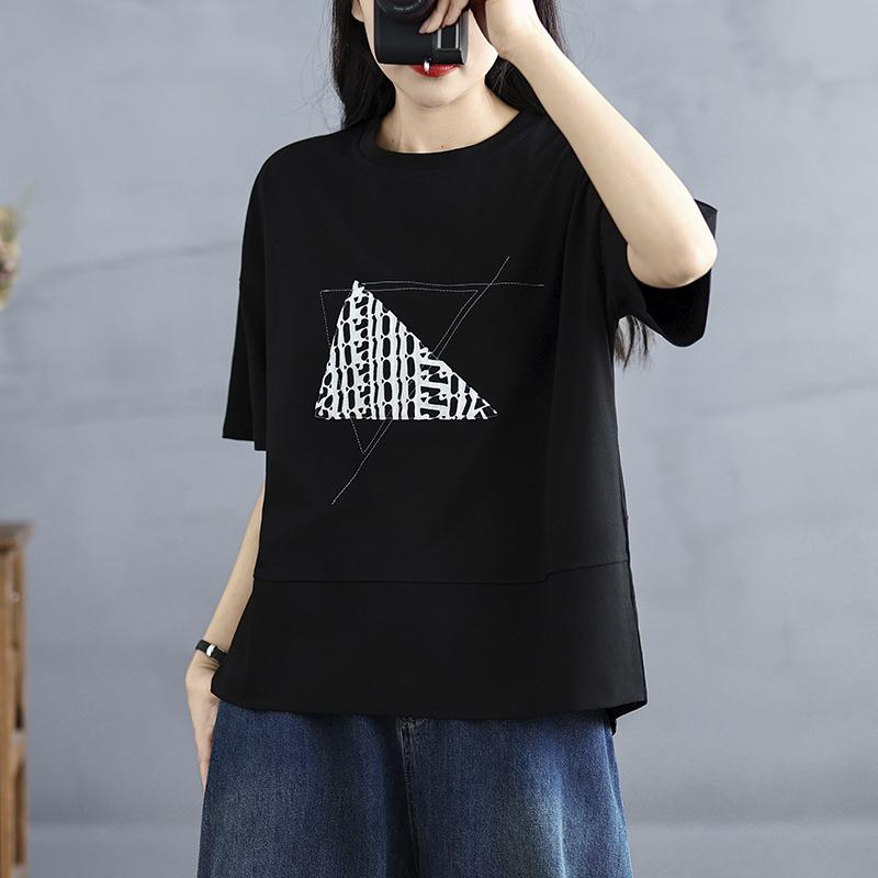 DIMANAF 2025 Новая летняя женская футболка больших размеров с круглым вырезом, коротким рукавом, свободного кроя, базовая, повседневная, с принтом