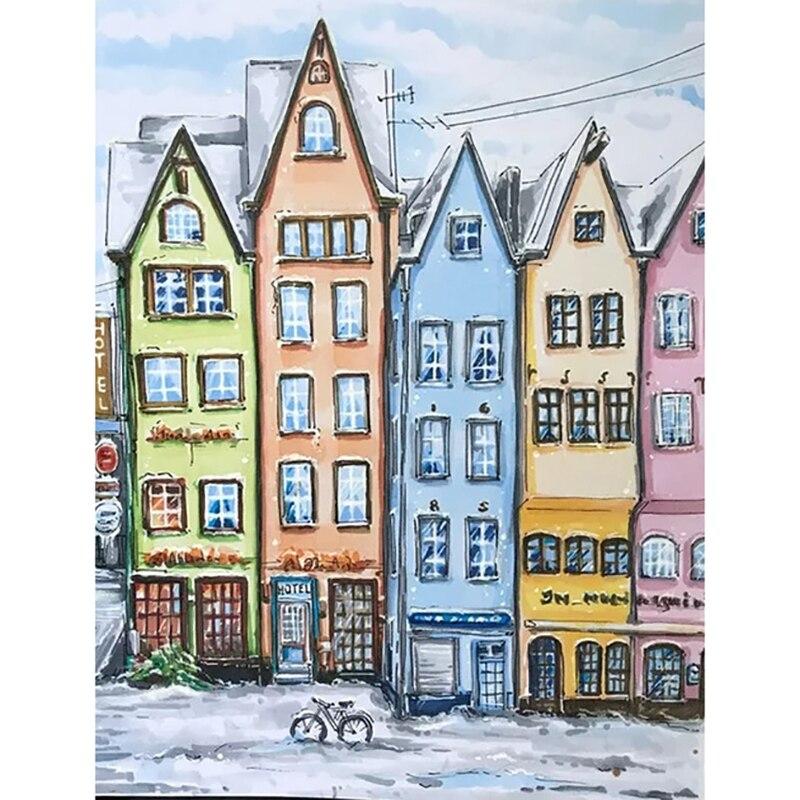 DIY 5D Алмазная картина «Городской пейзаж», вышивка крестом, полная круглая дрель, живописная мозаика, пейзаж, Алмазная вышивка, домашний декор