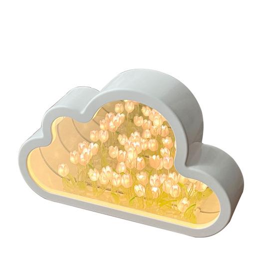Тюльпан облако зеркало ночник на батарейках DIY ручной работы 20 цветов зеркало облако атмосферный светильник прикроватная декоративная светодиодная настольная лампа набор для творчества