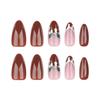 24 штуки Горячо продаваемый коричневый однотонный рождественский маникюр в Европе и Америке, накладные ногти французский лось, носящий ноготь, короткий патч для ногтей