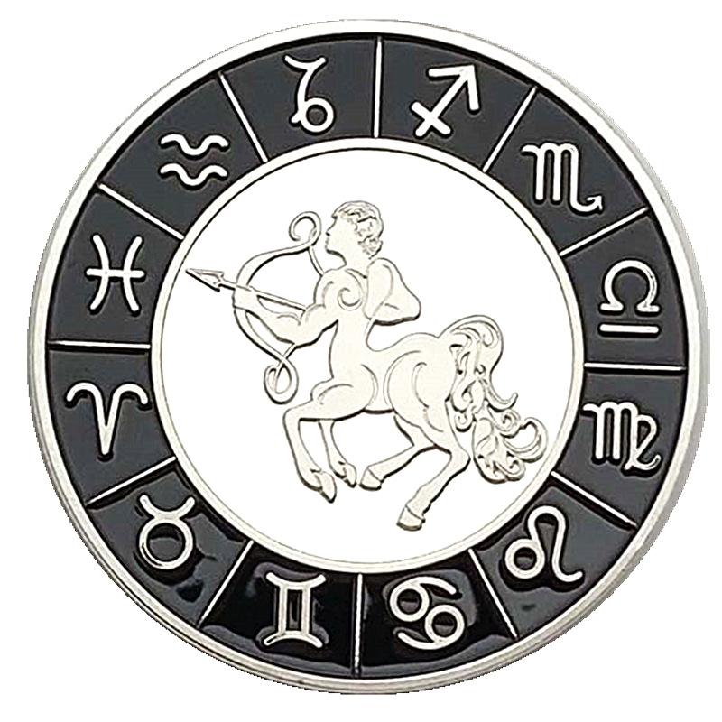 European and American zodiac signs, diamond encrusted coins, silver plated, Pisces commemorative coins, collectibles, Tarot love coins, coins