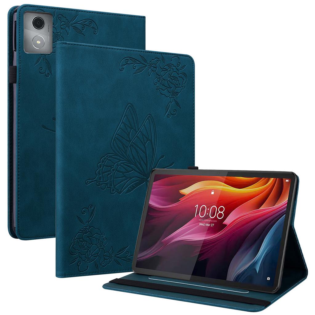 Чехол-книжка для Lenovo Tab K11 Plus, с тиснением «Цветок и бабочка», из ПУ-кожи, с отделениями для карт