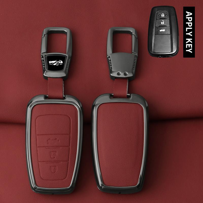 Металлический кожаный чехол-брелок для автомобильного ключа Toyota Prius Camry Corolla CHR C-HR RAV4 Land Cruiser Prado Защитный корпус Брелок