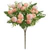Artificial Tea Rose Easy Care Never Fade Realistic No Watering DIY 15 Heads Artificial Camellia Faux Silk Flower Wedding Decoration Floral Arrangement