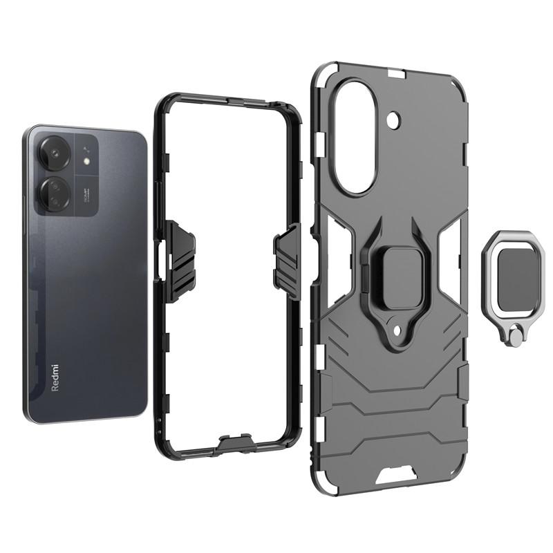 For Xiaomi Redmi 13C Case Hard Armor Finger Ring Protective Bumper For Redmi 13C 12 12C 10C 10 9 9C 9T Case For Redmi 13 Cover
