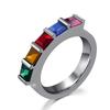 Five Color Titanium Steel Color Diamond Ring Rainbow Tail Ring European American and Korean Hand Jewelry