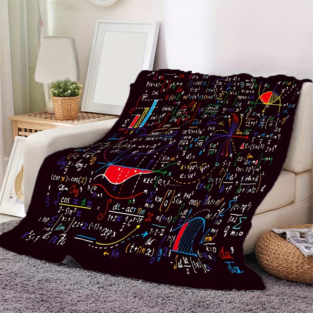 Математический элемент Фланелевое одеяло с принтом для любителей алгебры и геометрии Образовательный дизайн Тематический подарок на тему математического анализа и физики