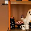 Indoor Halloween Ornament Set Ghost Resin Figurine, Spooky Cart Statue for Ornaments Home Garden Decor, Table Centerpiece Festive Party Decoration
