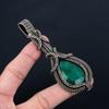 Lab-Created Emerald Gemstone Pure Copper Wire Wrapped Handmade Pendant Jewelry