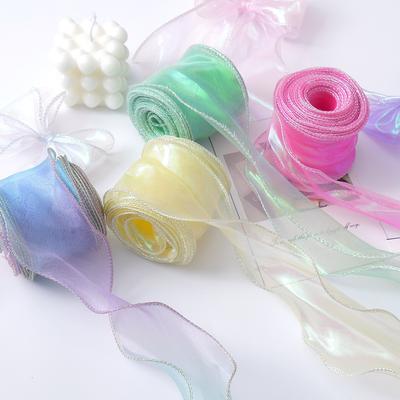 Шифоновая лента органза атлас кружево для DIY бантов подарочной упаковки цветочного букета аксессуаров для волос швейная отделка материалы для рукоделия