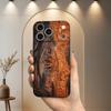 Flame Wood Grain Art Case For iPhone 17,16,15,14,13,12,11 Air,Plus,Pro Max,XS,X,XR,SE,Mini,8,7,Soft Silicone Black Cover