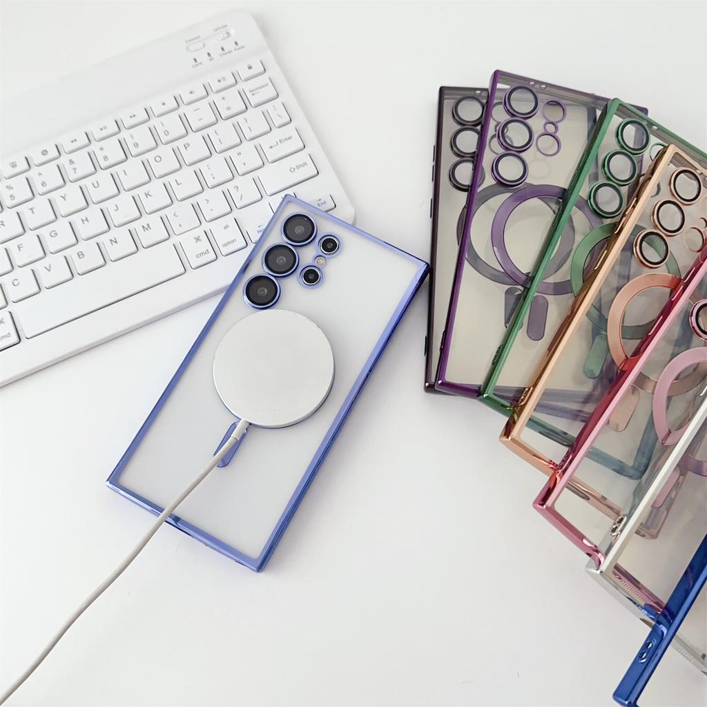 Luxury Plating for Magsafe Magnetic Wireless Charging Case for Samsung Galaxy S25 S24 S23 S22 S21 FE Plus Note 10 20 Ultra Cover