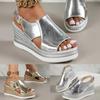 Сандалии на танкетке с открытым носком, женские летние сандалии на платформе с ремешком сзади и пряжкой, женские модные сандалии на толстой подошве, римская обувь