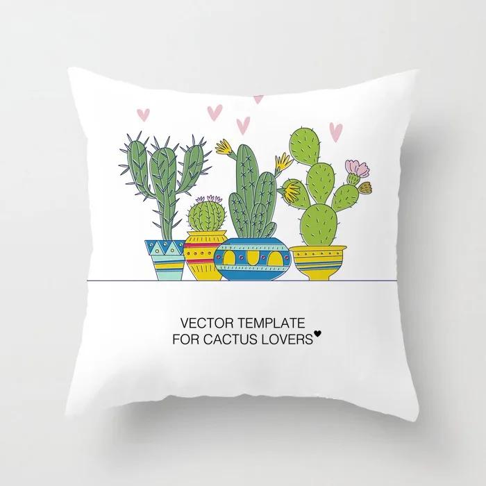 Office Chair Cushion Cover Creative Cartoon Cactus Print Pillow Cover Fashionable Luxury Home Decoration