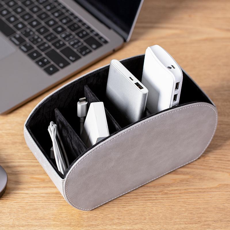 Multifunctional 5 Grid Desktop Pu Leather Organizer Remote Control Storage Box Cosmetics Makeup Brush Holder Sundries Stand