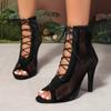 Fashion Women's Shoes 2024 Summer Women's Lace Up Sandals Fashion Peep Toe High Heels Sexy Thin Heel Party Jazz Dance Shoes Large Size
